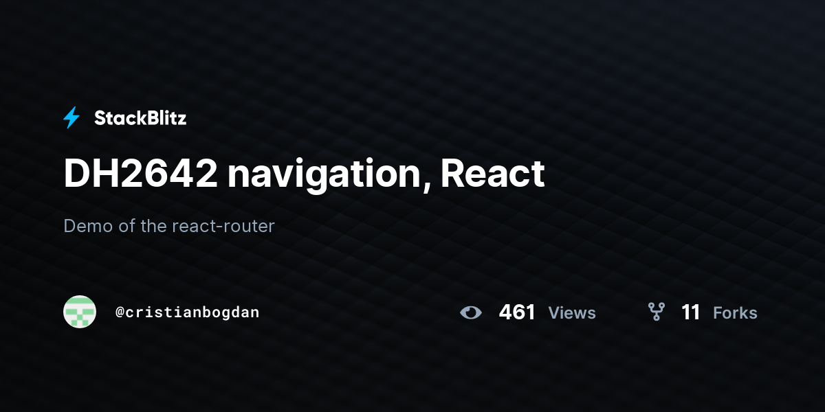 DH2642 navigation, React - StackBlitz