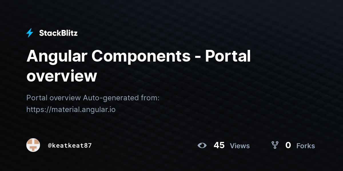 Angular Components - Portal overview - StackBlitz