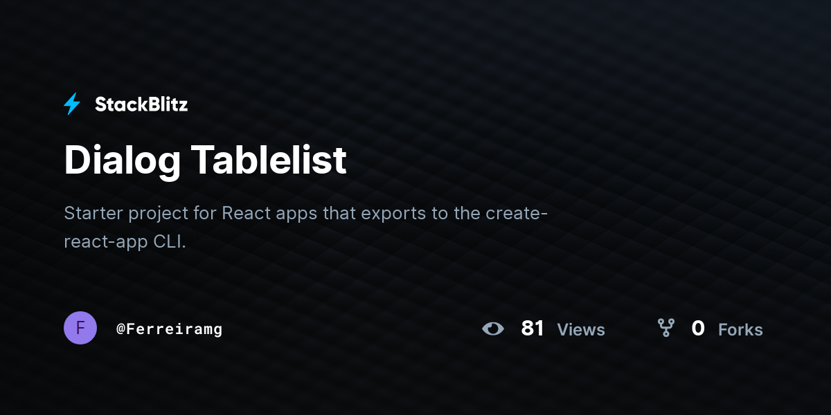 Dialog Tablelist - StackBlitz