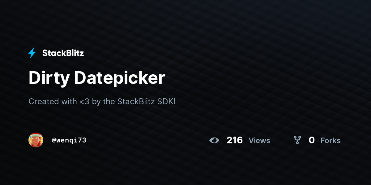 Dirty Datepicker - StackBlitz