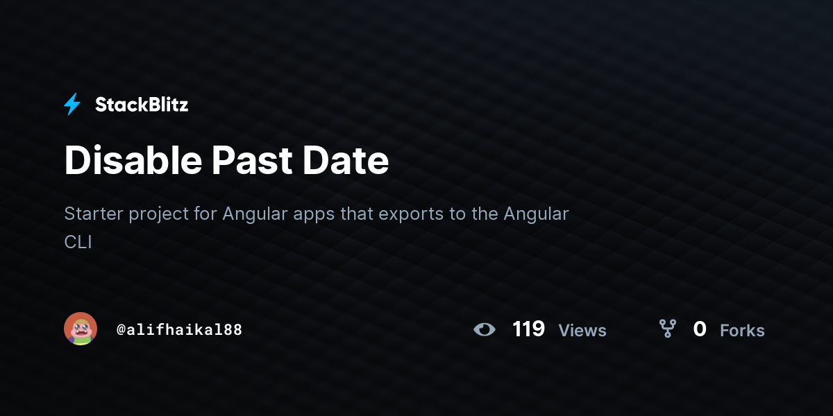 Disable Past Date - StackBlitz