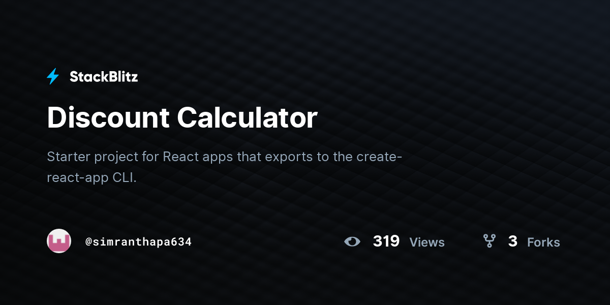 Discount Calculator - StackBlitz