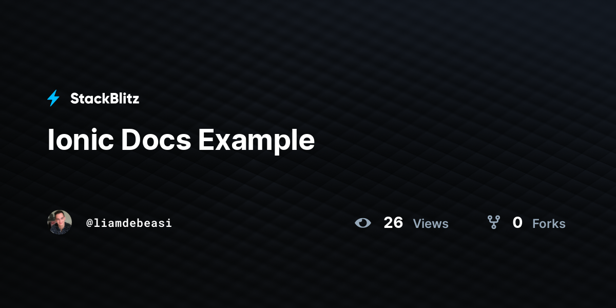 Ionic docs example stackblitz