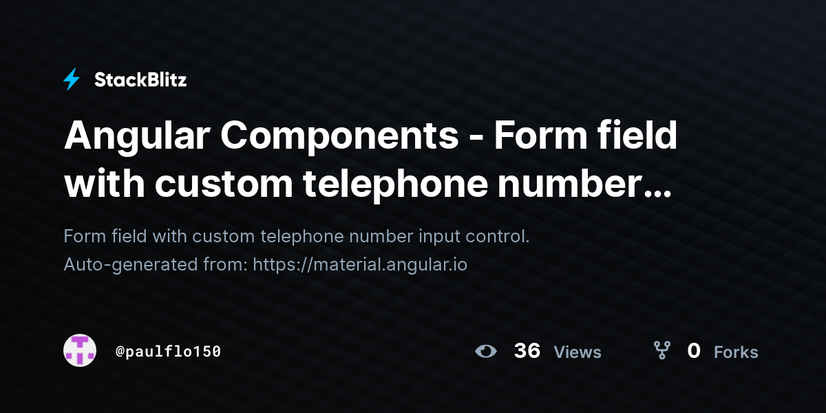 Angular Components - Form field with custom telephone number input ...