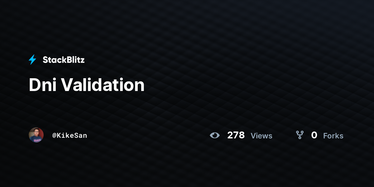 Dni Validation - StackBlitz