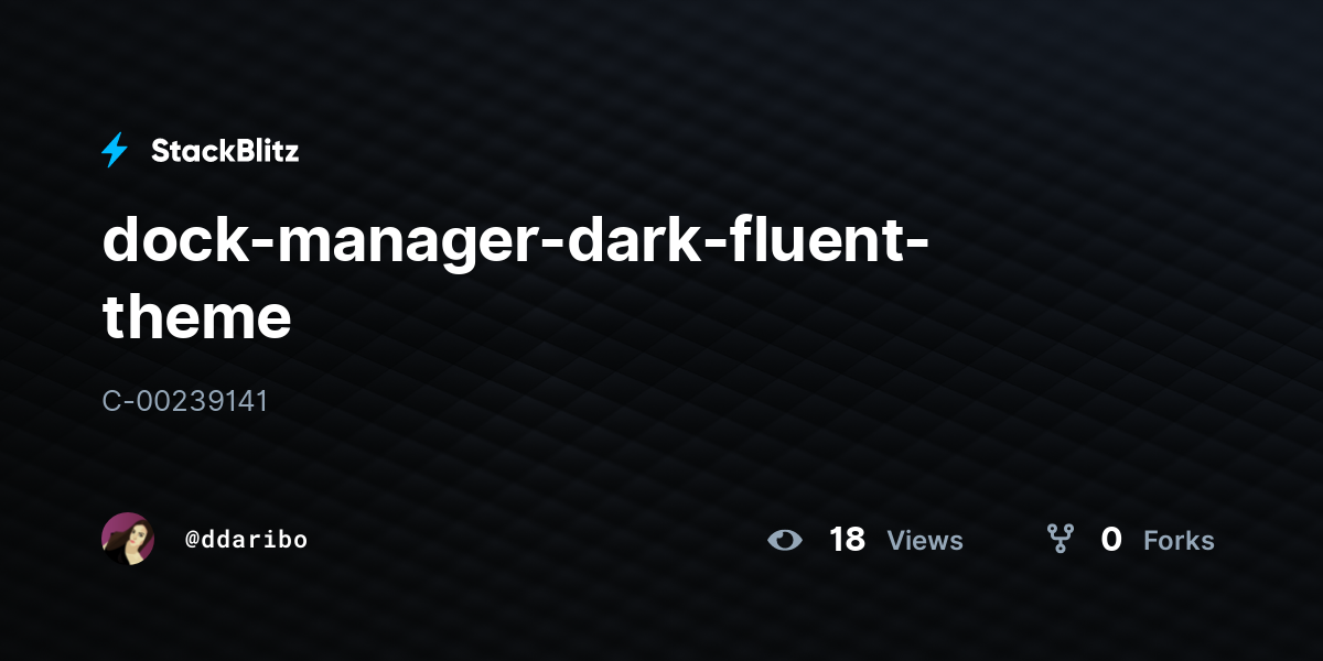 Dock manager dark fluent theme stackblitz