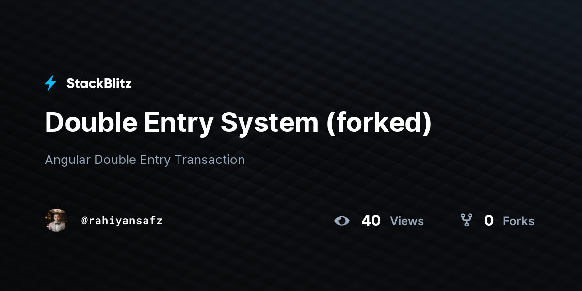 Double Entry System (forked) - StackBlitz