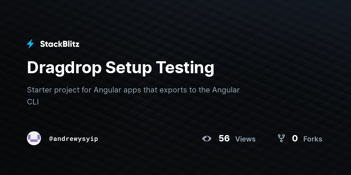 Dragdrop Setup Testing - StackBlitz