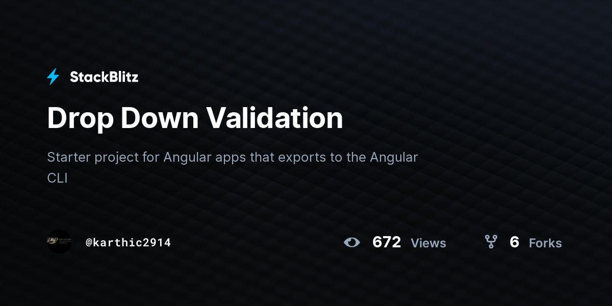 Drop Down Validation - StackBlitz