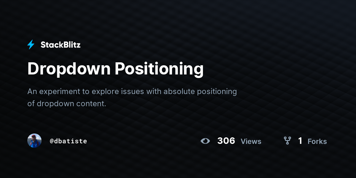 Dropdown Positioning - StackBlitz