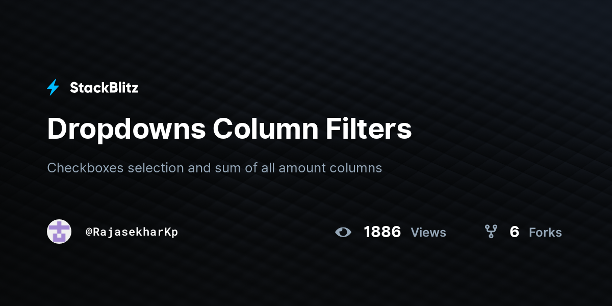 Dropdowns Column Filters - StackBlitz