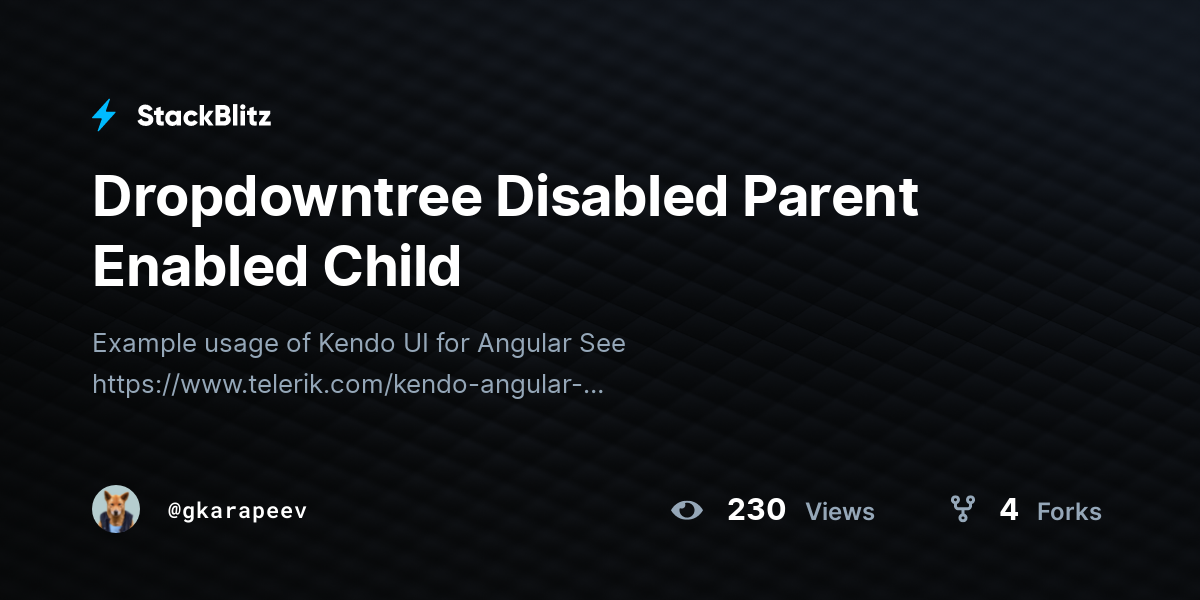 Dropdowntree Disabled Parent Enabled Child - StackBlitz
