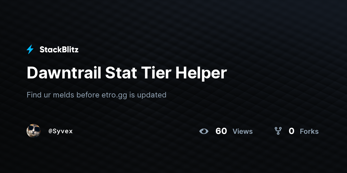 Dawntrail Stat Tier Helper - StackBlitz
