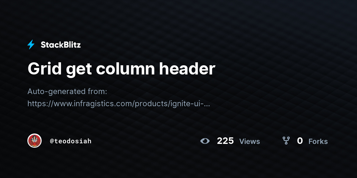 Grid get column header - StackBlitz