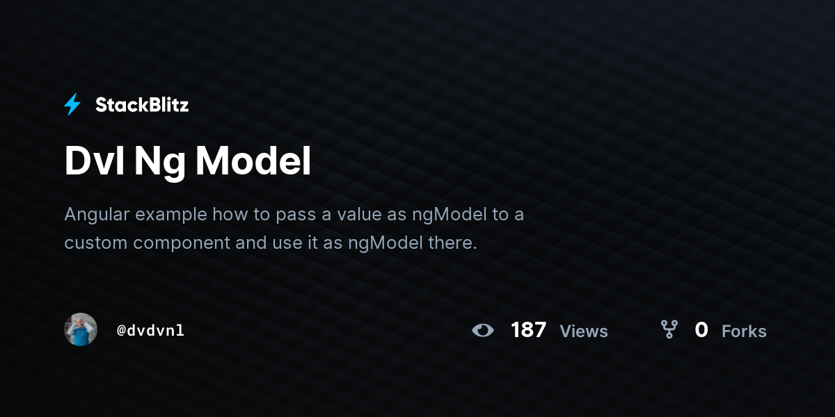 Dvl Ng Model - StackBlitz