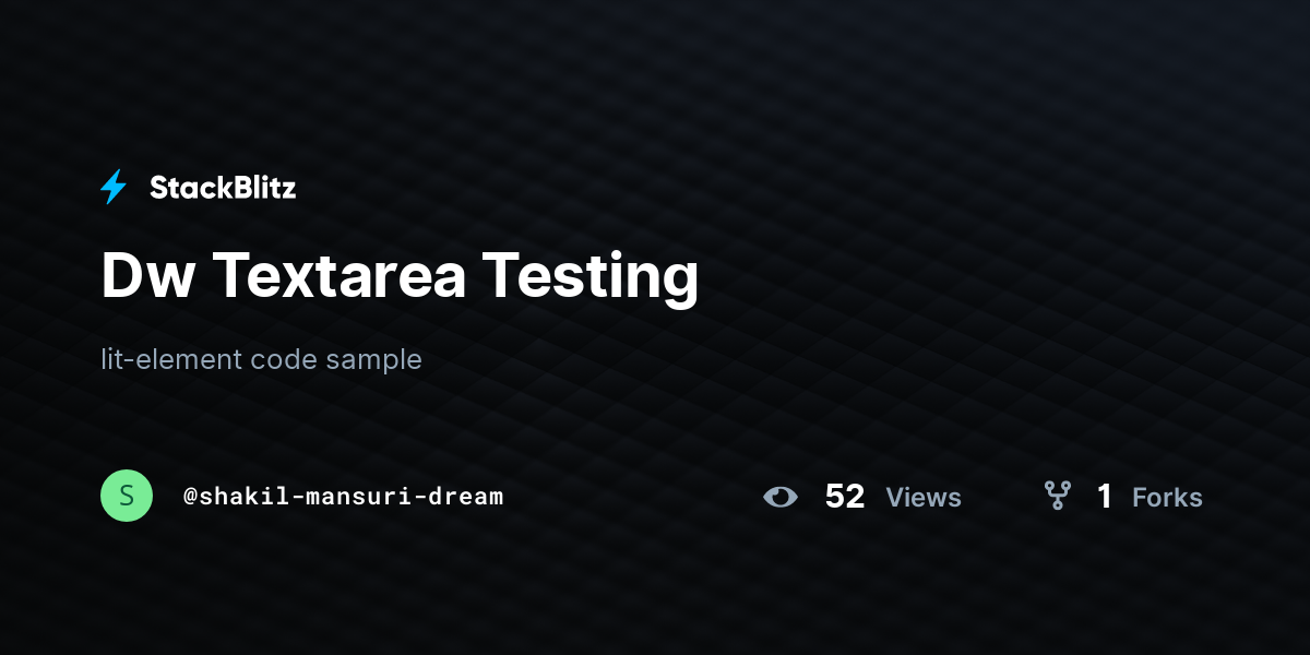 Dw Textarea Testing StackBlitz