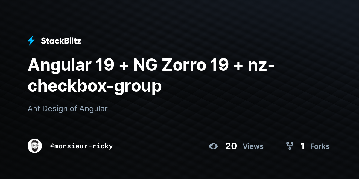 Angular 19 ng zorro 19 nz checkbox group stackblitz