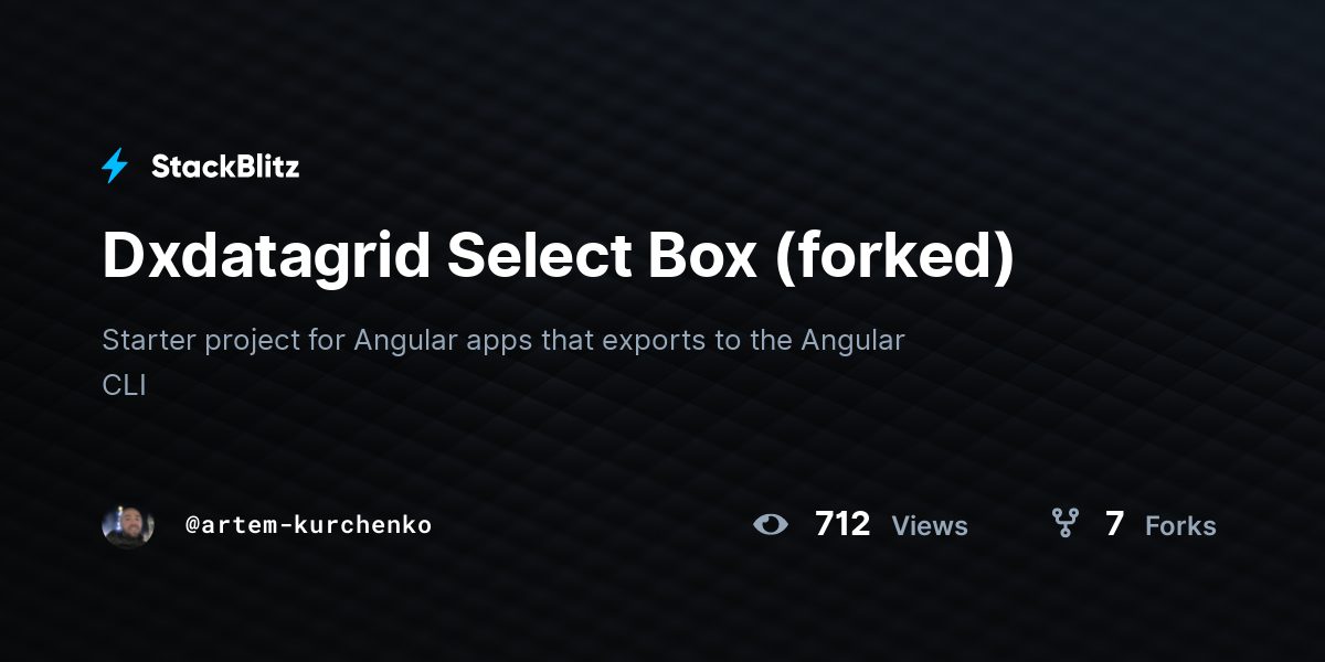 Dxdatagrid Select Box (forked) - StackBlitz