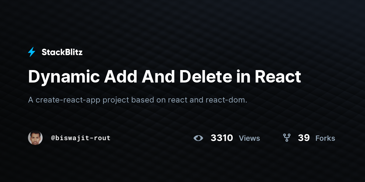 Dynamic Add And Delete in React - StackBlitz