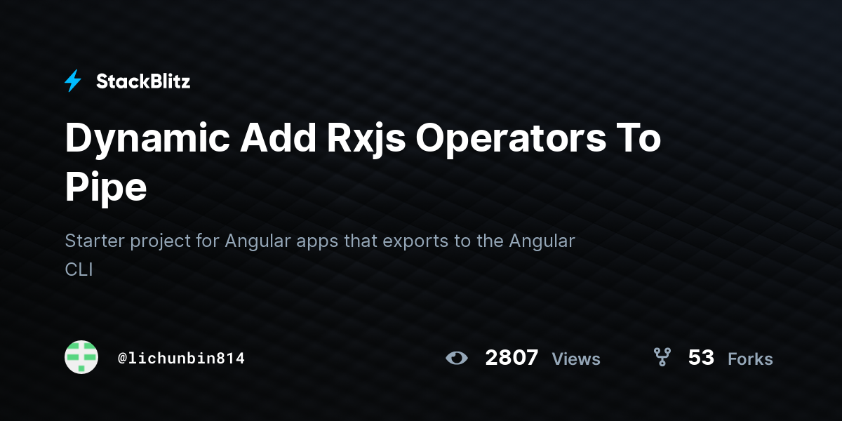 Dynamic Add Rxjs Operators To Pipe - StackBlitz