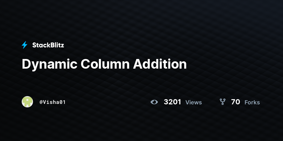 Dynamic Column Addition - StackBlitz