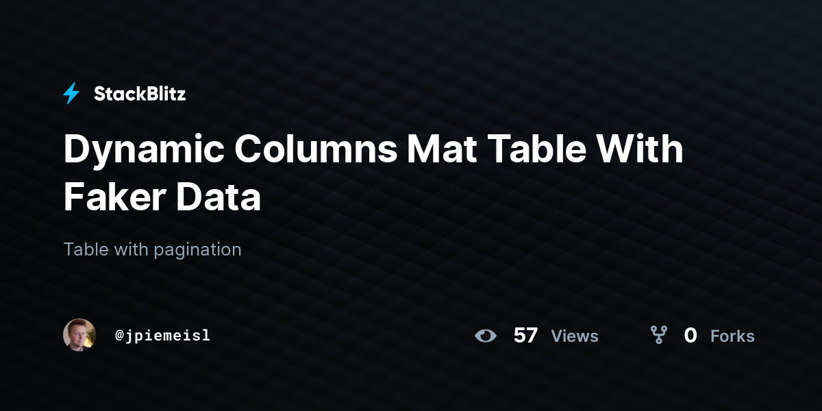 Dynamic Columns Mat Table With Faker Data - StackBlitz