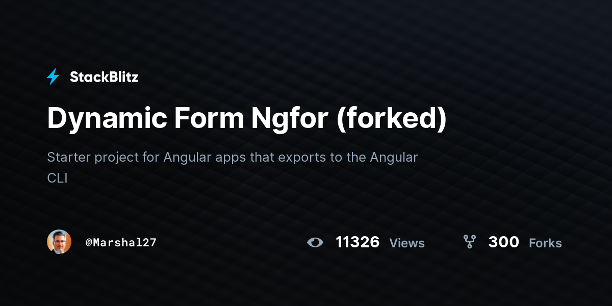 Dynamic Form Ngfor (forked) - StackBlitz