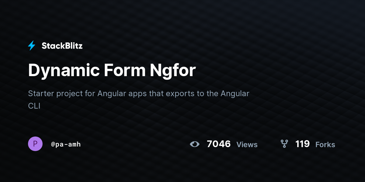 Dynamic Form Ngfor - StackBlitz