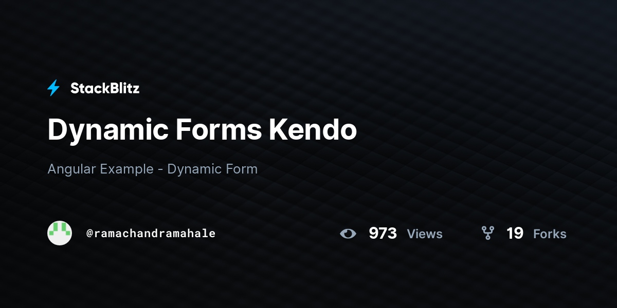 Dynamic Forms Kendo - StackBlitz
