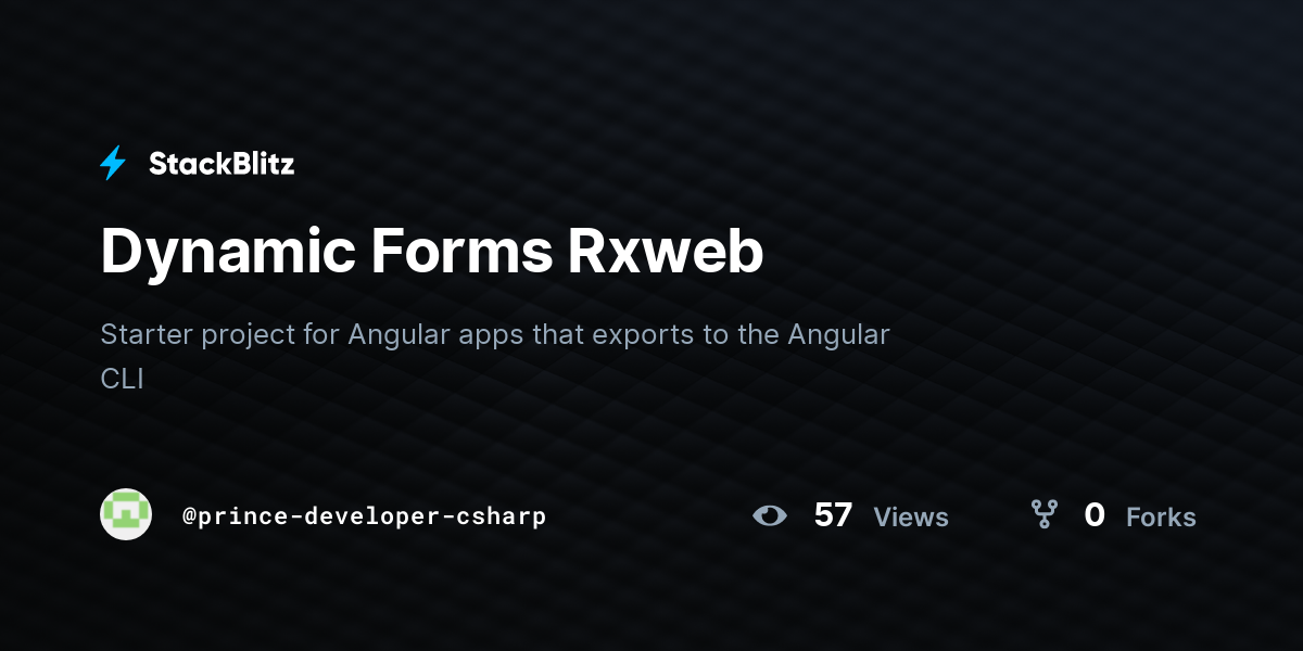Dynamic Forms Rxweb - StackBlitz