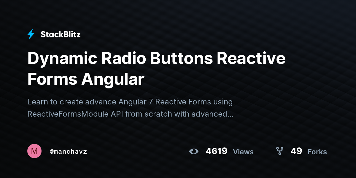 Dynamic Radio Buttons Reactive Forms Angular - StackBlitz