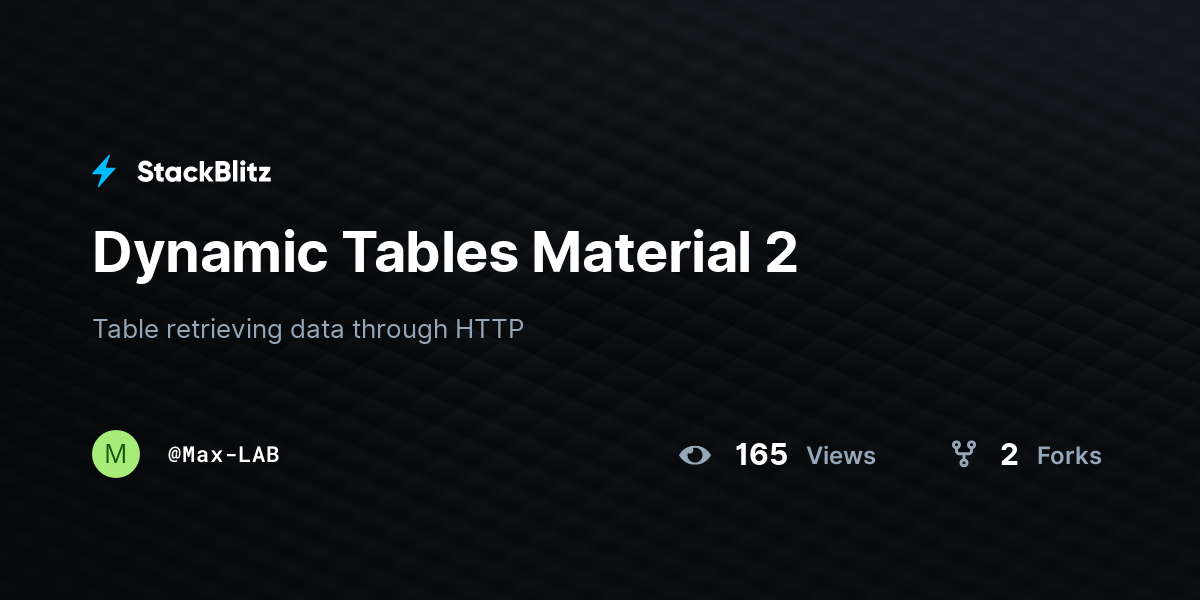 Dynamic Tables Material 2 - StackBlitz