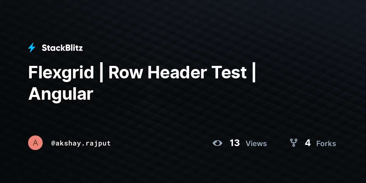 Flexgrid row header test angular stackblitz
