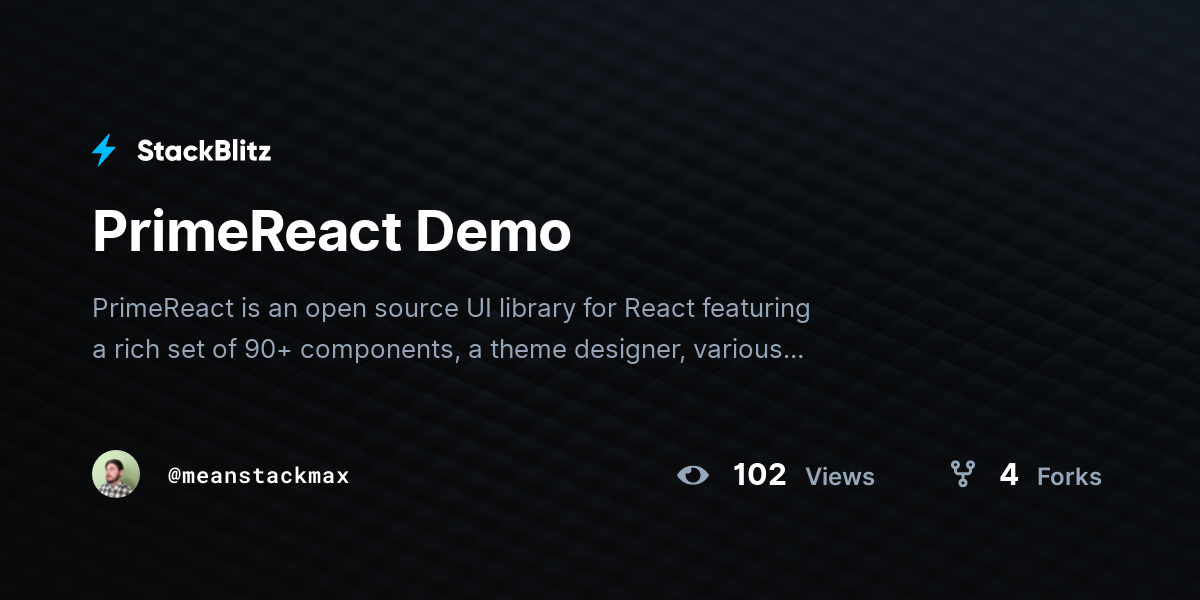 PrimeReact Demo - StackBlitz