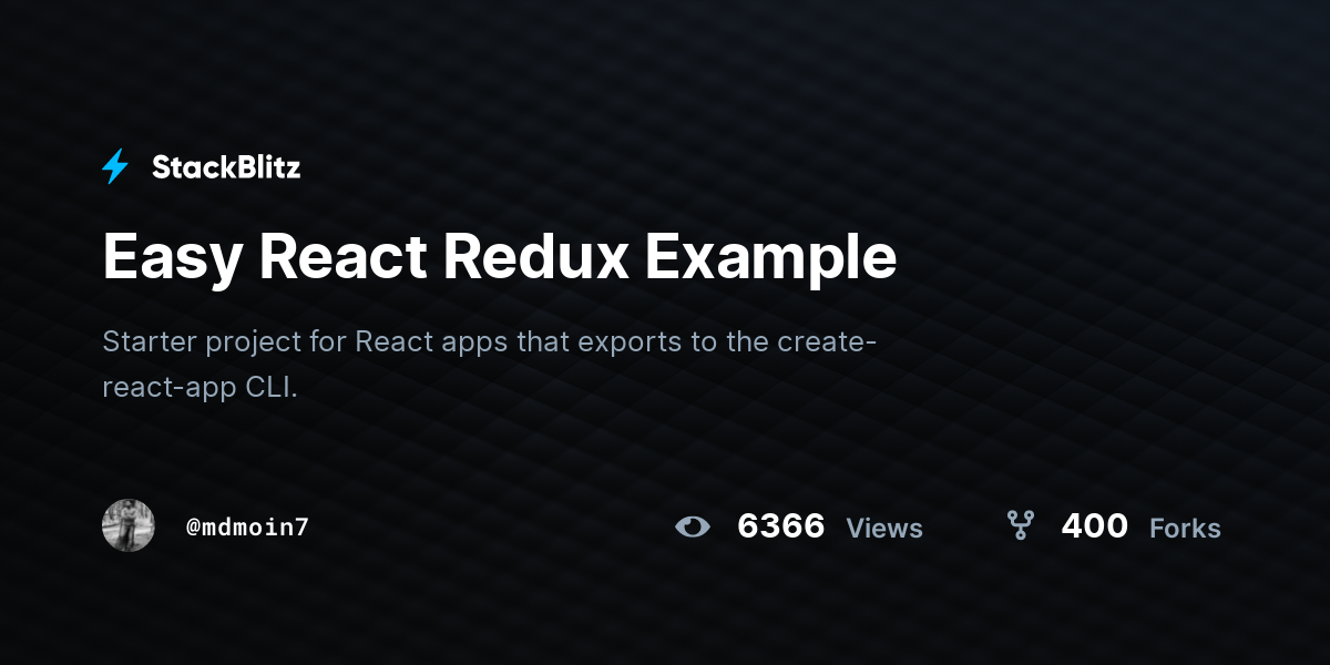 Easy React Redux Example - StackBlitz