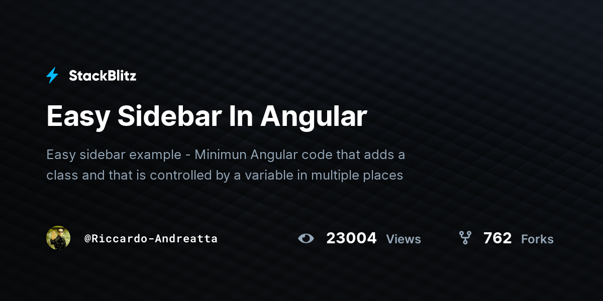 Easy Sidebar In Angular StackBlitz