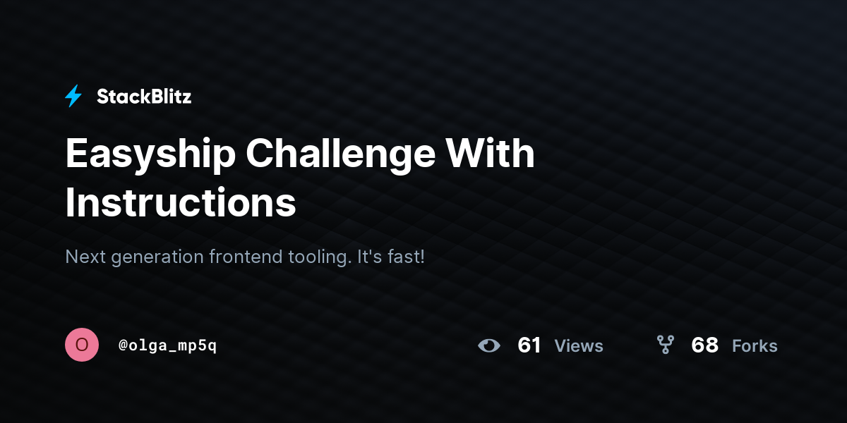 Easyship Challenge With Instructions - StackBlitz