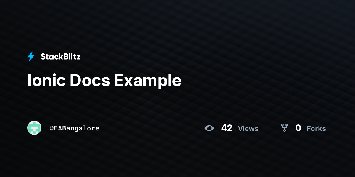 Ionic Docs Example - StackBlitz