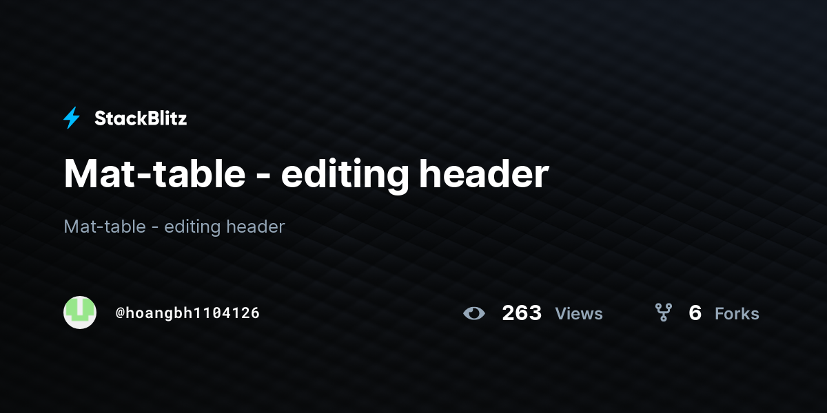 Mat-table - editing header - StackBlitz