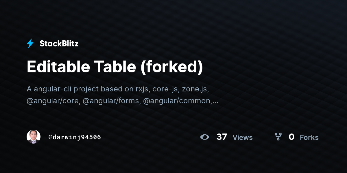 Editable Table (forked) - StackBlitz