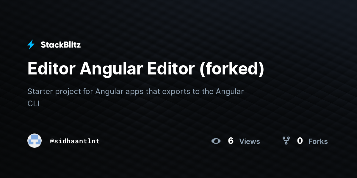 Editor Angular Editor (forked) - StackBlitz