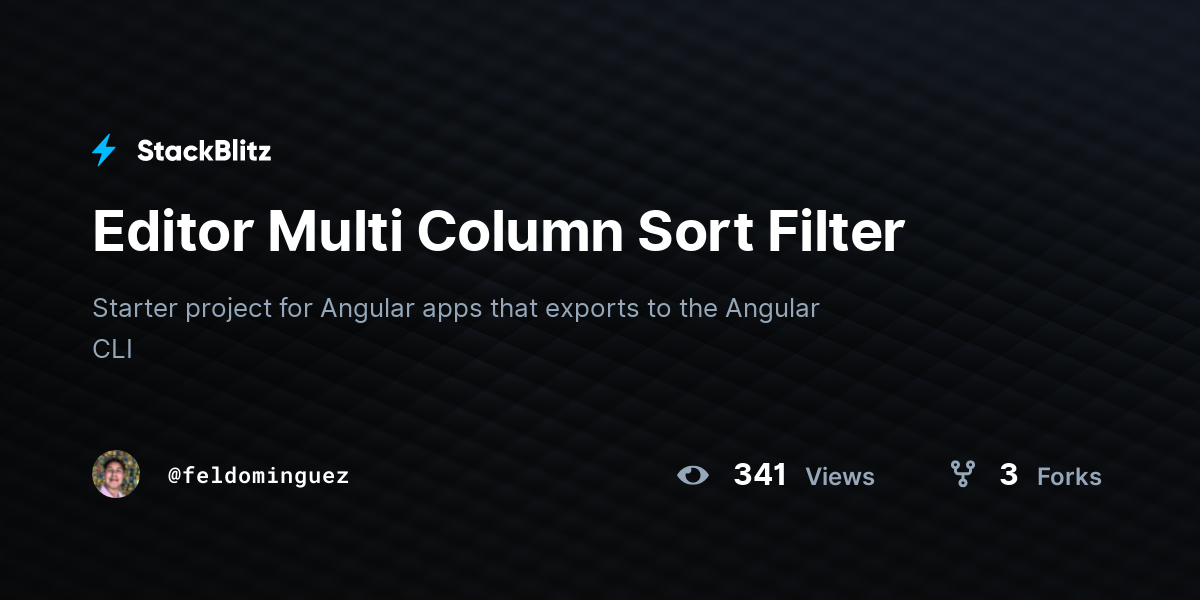 Editor Multi Column Sort Filter - StackBlitz