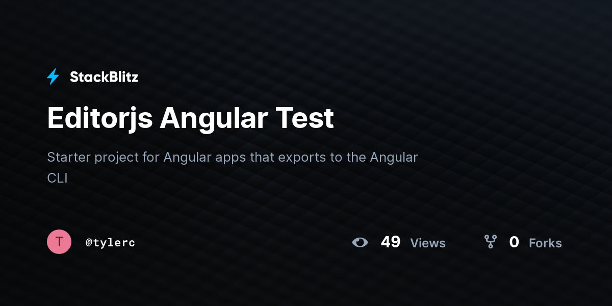 Editorjs Angular Test - StackBlitz