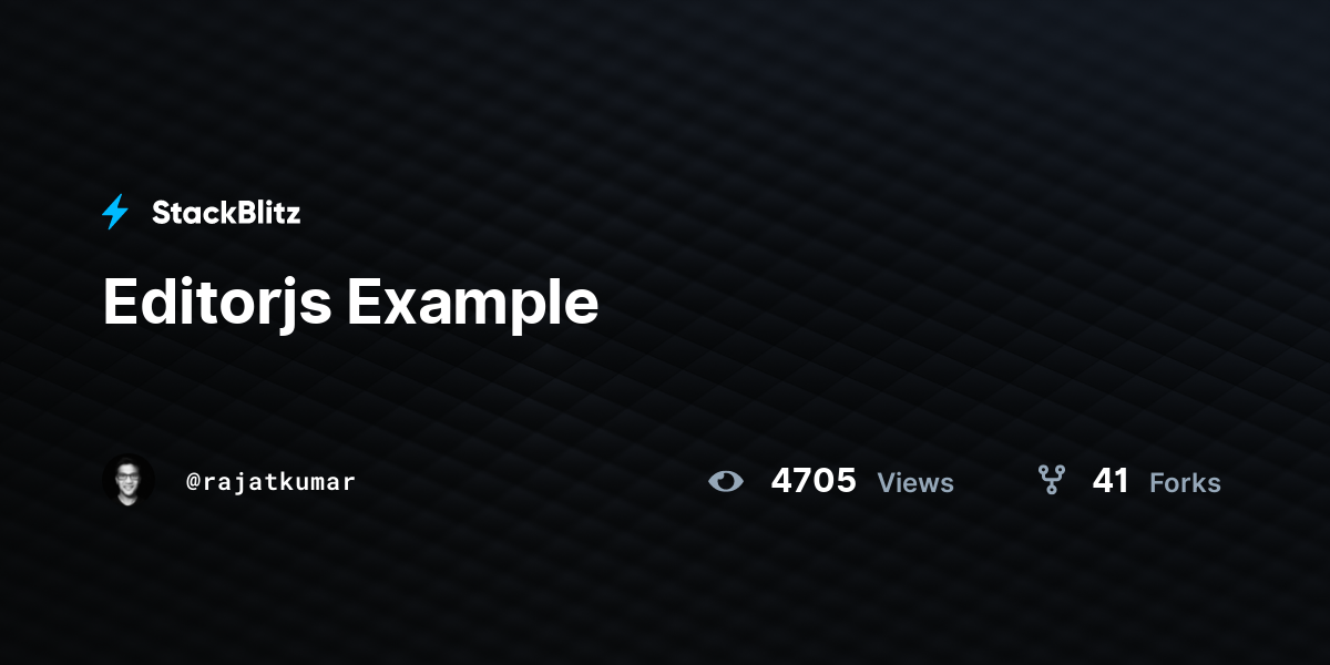 Editorjs Example StackBlitz