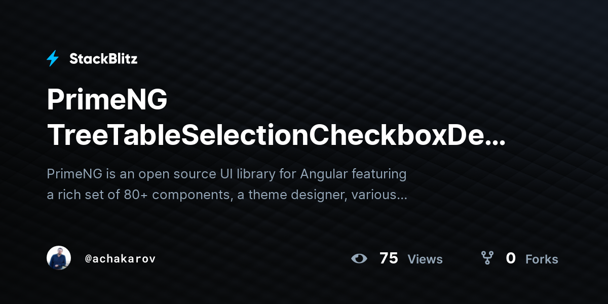 PrimeNG TreeTableSelectionCheckboxDemo (forked) - StackBlitz