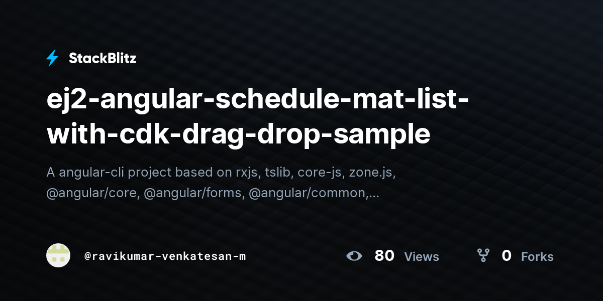 ej2angularschedulematlistwithcdkdragdropsample StackBlitz