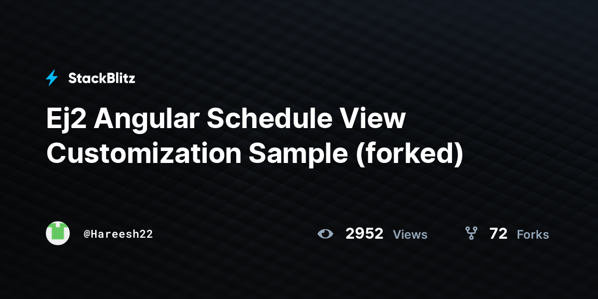 Ej2 Angular Schedule View Customization Sample (forked) - StackBlitz