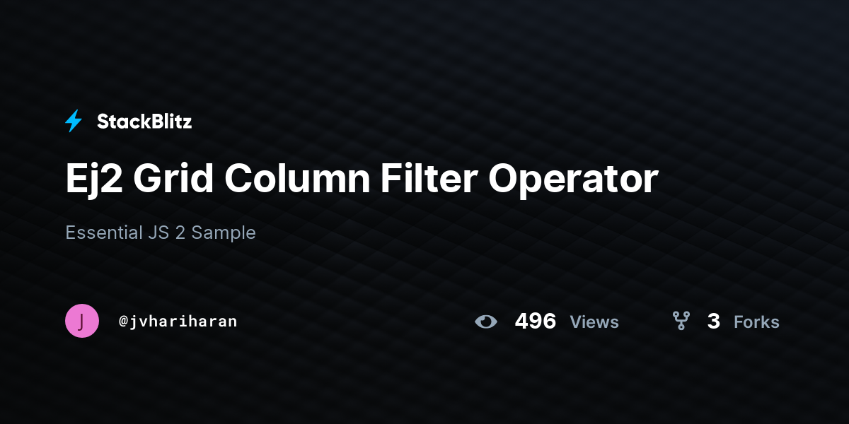 Ej2 Grid Column Filter Operator - StackBlitz
