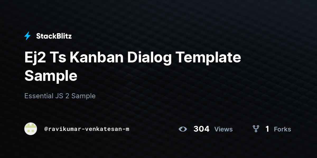 Ej2 Ts Kanban Dialog Template Sample - StackBlitz