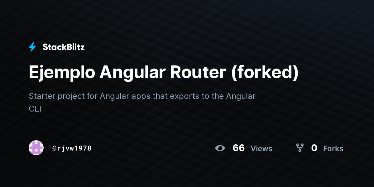 Ejemplo Angular Router (forked) - StackBlitz